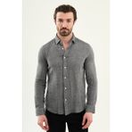MCR Düz Slim Fit Uzun Kollu %100 Pamuk Erkek Gömlek - Siyah