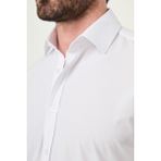 MCR Düz Slim Fit Uzun Kollu Erkek Gömlek - Beyaz