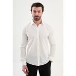 MCR Düz Slim Fit Uzun Kollu Erkek Gömlek - Ekru