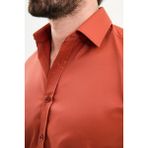 MCR Düz Slim Fit Uzun Kollu Erkek Gömlek - Kiremit - 2XL