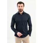 MCR Düz Slim Fit Uzun Kollu Erkek Gömlek - Lacivert