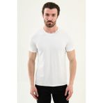 MCR Düz Slim Fit Yaka Detaylı Bisiklet Yaka Erkek T-Shirt - Beyaz - 2XL