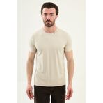 Mcr Düz Slim Fit Yaka Detaylı Bisiklet Yaka Erkek T-Shirt Taş - 36874.26Y
