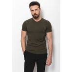 Mcr Düz Super Slim Fit V Yaka Basic Erkek T-Shirt Haki - 36361.17Y