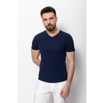 Mcr Düz Super Slim Fit V Yaka Basic Erkek T-shirt Lacivert - 36361.17y