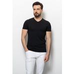 Mcr Düz Super Slim Fit V Yaka Basic Erkek T-shirt Siyah - 36361.17y