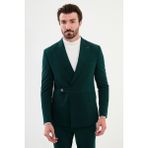 MCR Düz Zümrüt Rengi Slim Fit Kemer Detaylı Geniş Yaka Kruvaze Erkek Takım Elbise - 48 - 6 Drop
