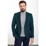 MCR Düz Zümrüt Rengi Slim Fit Mono Yaka Erkek Ceket - 46