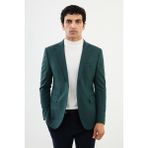 MCR Düz Zümrüt Rengi Slim Fit Mono Yaka Klasik Erkek Ceket - 54