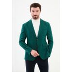 MCR Düz Zümrüt Rengi Slim Fit Torba Cep Geniş Yaka Punto Dikiş Erkek Ceket - 54