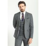 MCR Ekoseli Siyah Renk Slim Fit Mono Yaka Yün Erkek Takım Elbise - 48 - 6 Drop