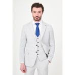 MCR Ekoseli Slim Fit Mono Yaka Erkek Takım Elbise - Gri - 6 Drop - 56