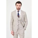 MCR Ekoseli Slim Fit Mono Yaka Klasik Erkek Takım Elbise - Kahverengi - 6 Drop - 52