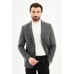 MCR Fitilli Slim Fit Mono Yaka Torba Cep Erkek Ceket - 52 - Koyu Gri