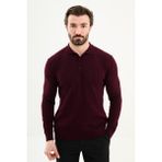 MCR Fitilli Slim Fit Polo Yaka Erkek Triko Kazak - Bordo