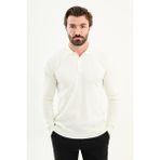 MCR Fitilli Slim Fit Polo Yaka Erkek Triko Kazak - Ekru - XL