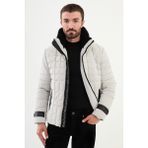 MCR Kapitone Bej Slim Fit Kürklü Dik Yaka Erkek Mont - 50