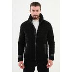MCR Kapitone Siyah Slim Fit Kürklü Dik Yaka Erkek Mont - 56