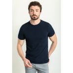 MCR Kareli Desenli Lacivert Renk Slim Fit Bisiklet Yaka Erkek T-Shirt - 2XL