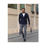 Mcr Kareli Lacivert Renk Torba Cep Slim Fit Erkek Triko Ceket