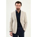 MCR Kareli Slim Fit Mono Yaka Torba Cep Erkek Ceket - 48 - Lacivert