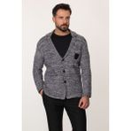 MCR Kırçıllı Gri Slim Fit Yün Erkek Triko Ceket - Açık Gri - XL