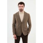 MCR Kırçıllı Kahverengi Slim Fit Mono Yaka Klasik Yün Erkek Ceket - 52