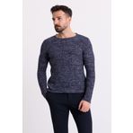 Mcr Kırçıllı Lacivert Renk Slim Fit Uzun Kollu Geniş Bisiklet Yaka Erkek Kazak
