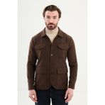 MCR Kırçıllı Slim Fit Gömlek Yaka Düğmeli Kapak Cep Erkek Trenchcoat - 48 - Kahverengi