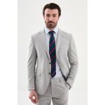 MCR Kırçıllı Slim Fit Mono Yaka Erkek Takım Elbise - Gri - 6 Drop - 58