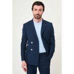 MCR Kırçıllı Slim Fit Mono Yaka Gizli Düğme Pileli Pantolon Erkek Takım Elbise - Lacivert - 6 Drop - 54
