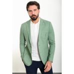 MCR Kırçıllı Yeşil Slim Fit Torba Cep Mono Yaka Keten Erkek Ceket - 56