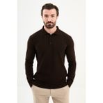 MCR Örgü Desenli Slim Fit Polo Yaka Yün Erkek Triko Kazak - Kahverengi - 2XL
