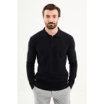 MCR Örgü Desenli Slim Fit Polo Yaka Yün Erkek Triko Kazak - Lacivert - 2XL