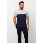 MCR Parca Desenli Lacivert Renk Slim Fit Bisiklet Yaka Erkek T-shirt - Lacivert-Mavi