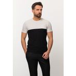 Mcr Parca Desenli Slim Fit Bisiklet Yaka Erkek T-shirt Siyah-Gri - 36692.22Y