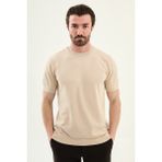 MCR Parçalı Slim Fit Bisiklet Yaka Erkek Triko T-Shirt - Bej - XL