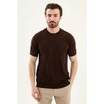MCR Parçalı Slim Fit Bisiklet Yaka Erkek Triko T-Shirt - Kahverengi