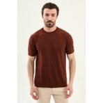 MCR Parçalı Slim Fit Bisiklet Yaka Erkek Triko T-Shirt - Kiremit - XL