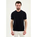 MCR Parçalı Slim Fit Bisiklet Yaka Erkek Triko T-Shirt - Lacivert
