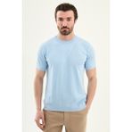 MCR Parçalı Slim Fit Bisiklet Yaka Erkek Triko T-Shirt - Mavi