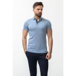 Mcr Yaprak Desenli Mavi Slim Fit Polo Yaka Erkek T-shirt