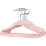 Mcreative 10 Adet Çocuk Bebek Askısı, Kadife Kaymaz Sağlam Elbise Askısı, 360 Derece Döner Kancalı Gömlek Pantolon Tshirt Mont Askı (Pembe)
