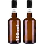 Mcreative 100 ml Çelik Roll On Şişesi 100 cc Sızdırmaz Siyah Kapaklı Cam Şişe 2 Adet (Amber, 100)