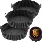 Mcreative 3 Adet Sıcak Hava Fritözü Silikon Kalıp Sıcak Hava Fritözü Liner Silikon Kalıp Tekrar Kullanılabilir Ve Sıcak Hava Fritözü, Mikrodalga Fırın Ve Fırın Için Uygundur (Siyah)