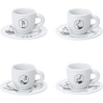 Mcreative - 4'lü Espresso Fincan Seti - Carousel - Siyah Beyaz Karma Renk - Porselen