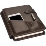 Mcreative 5285 Ajanda Tarihsiz Kareli 17X24 Ajanda Defter 160 Yaprak Ivory Kağıt Suni Deri Telefon Kılıflı Mekanizmalı Hesap Makineli Organizer, Kahverengi