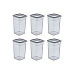 Mcreative 6'lı Set Skali Kare Saklama Kabı Antrasit 1440 ml - Antrasit, Çok Amaçlı Saklama Kabı