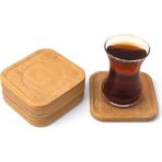 Mcreative Bambu Kare Çay Tabağı Bardak Altlığı 6'lı Set | Dekoratif ve Doğal Bambu Altlık - Şık ve Dayanıklı Tasarım 10 cm x 10 cm