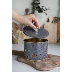 Mcreative Çok Amaçlı Dokulu Saklama Kabı, Dekoratif Saklama Kutusu 14 cm, Terrazo (Terrazzo Brown)